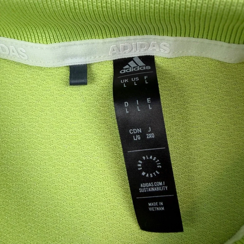 Adidas‎ Polo Shirt Men's Large Lime Green Recycled Polyester Athletic Golf Tee